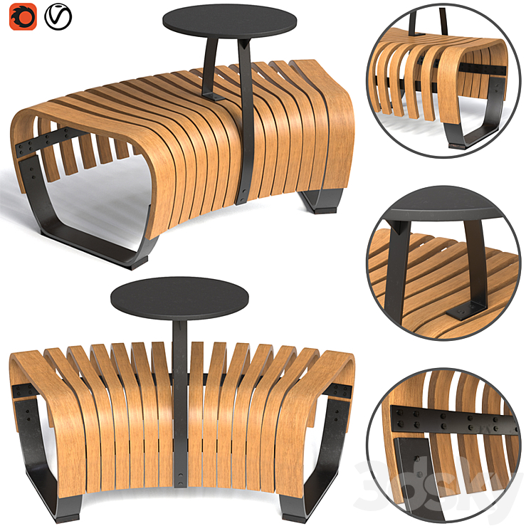 Nova C Bench - Urban environment - 3D model