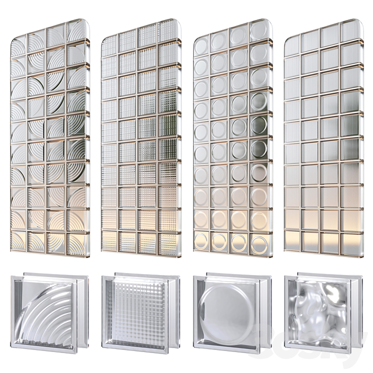glass block partition - Miscellaneous - 3D model