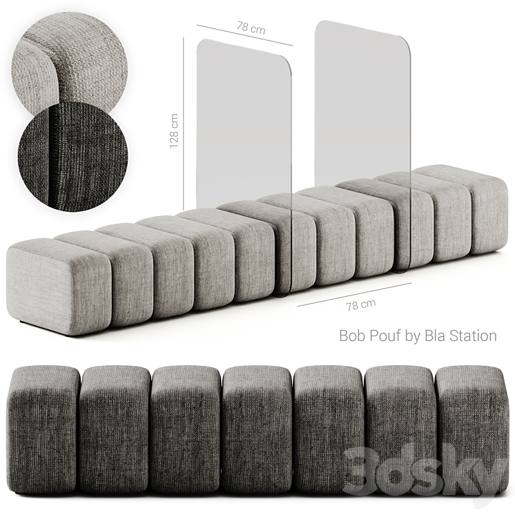 Bla Module 5 Bla Station Bob Module Pouf with Plexiglass Divider - Other soft ...