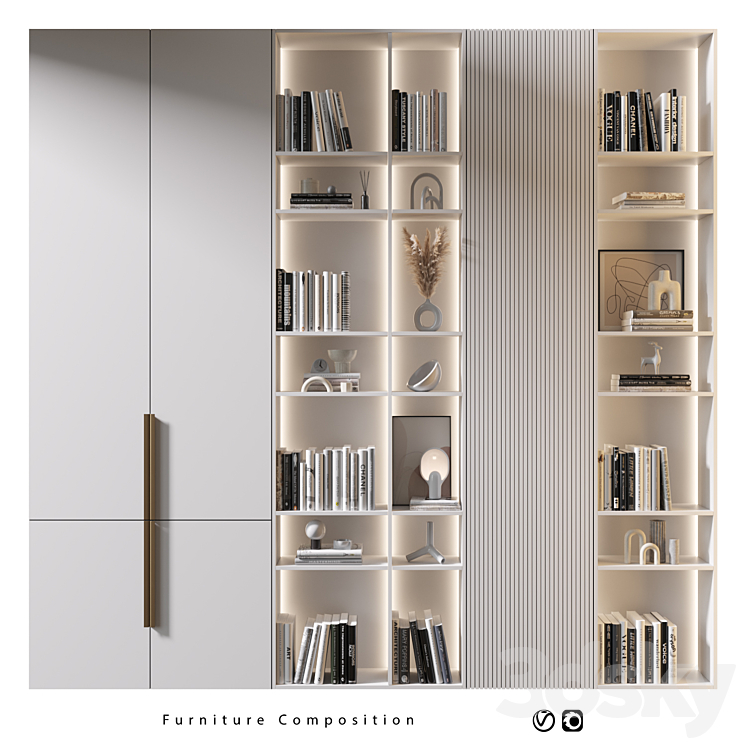 Furniture composition | 460 - Wardrobe & Display cabinets - 3D model
