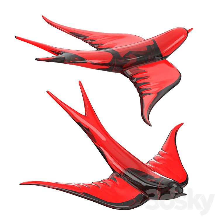red glass bird - Sculpture - 3D model