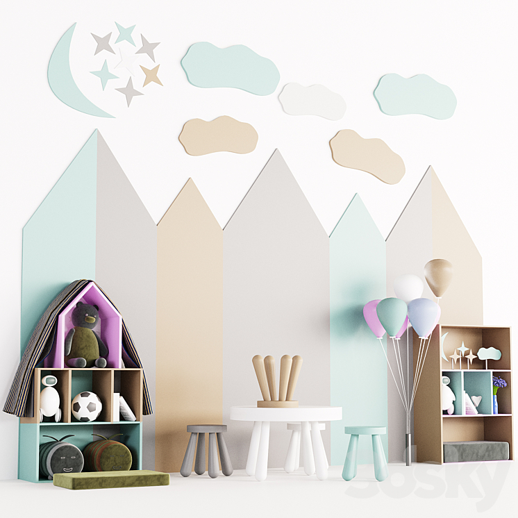 Toys , decor and furniture for nursery 01 - Miscellaneous - 3D model