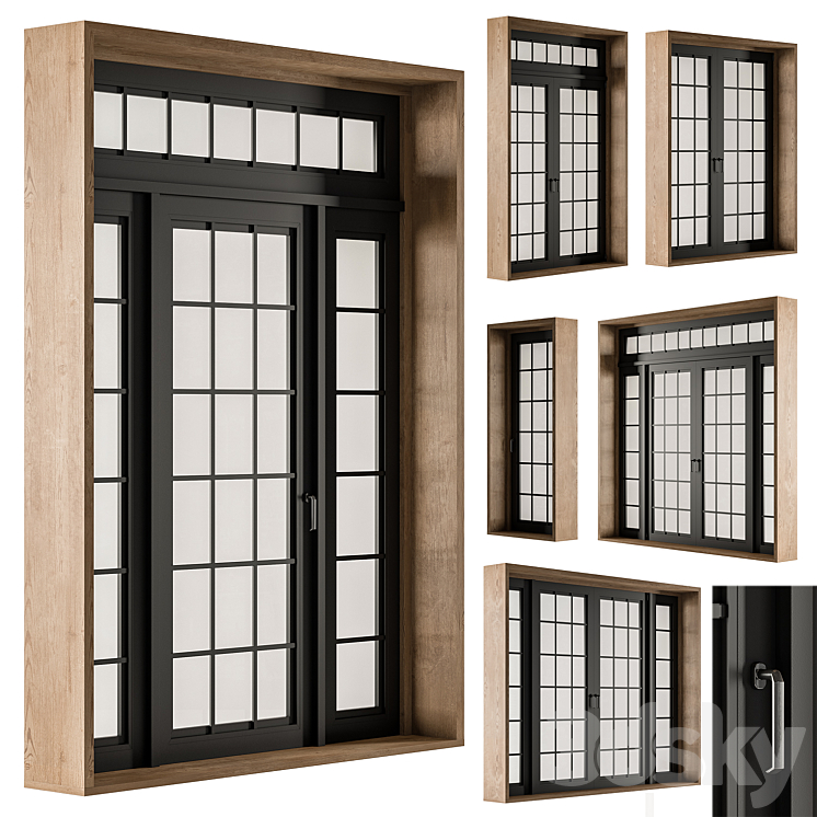 Window Steel Models Wood and Metal - Windows Set 27 - Windows - 3D model