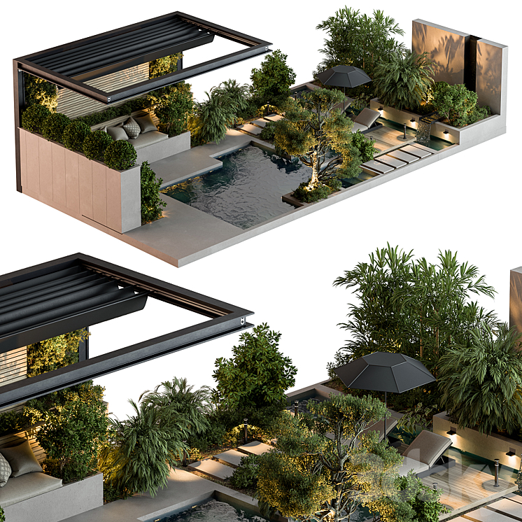 Landscape Furniture Backyard with Pool 93 - Other - 3D model