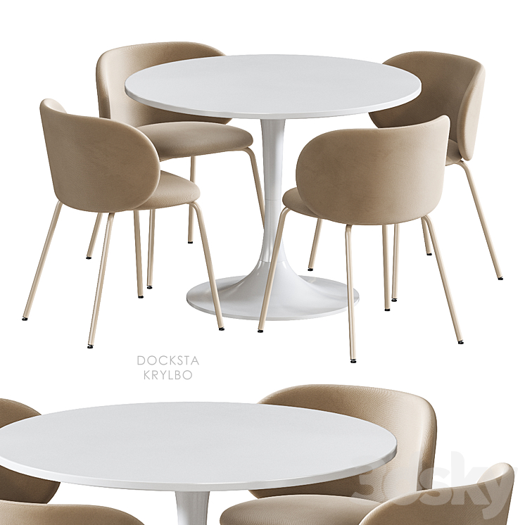 IKEA DOCKSTA KRYLBO table and chairs Table Chair 3D model