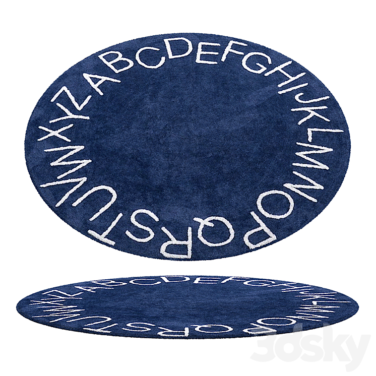 Kids Washable Round Alphabet Rug - Carpets - 3D model