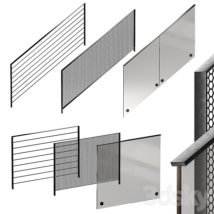 Filter Material Railing Modern metal railings. 3 design options. Editable splines option ...