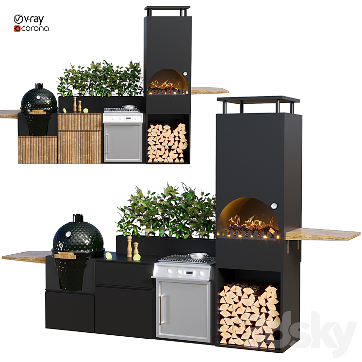 outdoor kitchen 57 - Barbecue and grill - 3D model
