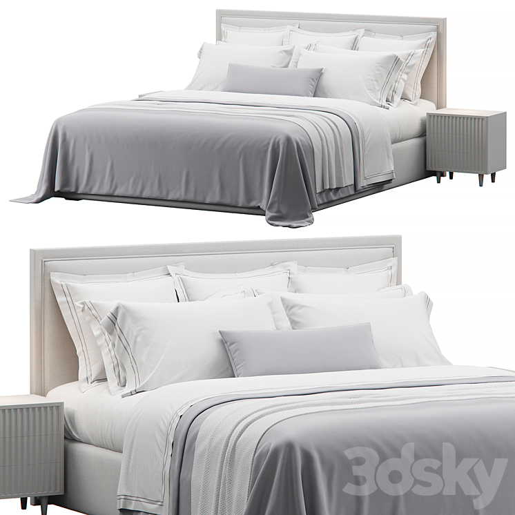 Rectangular Headboard Bed - Bed - 3D model