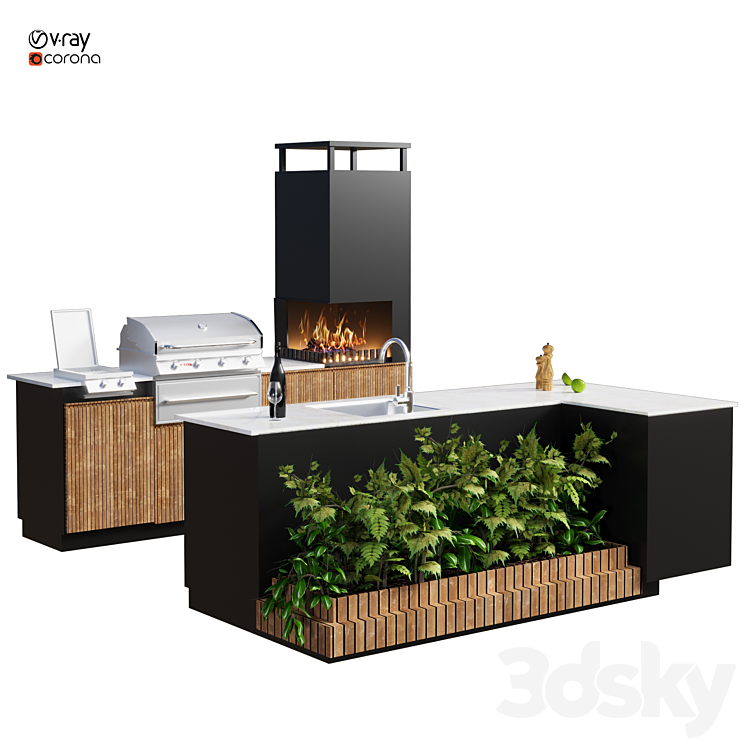 outdoor kitchen 58 - Barbecue and grill - 3D model