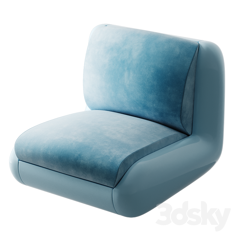 Modular chair T4 Modular Seating blue and black - Arm chair - 3D model