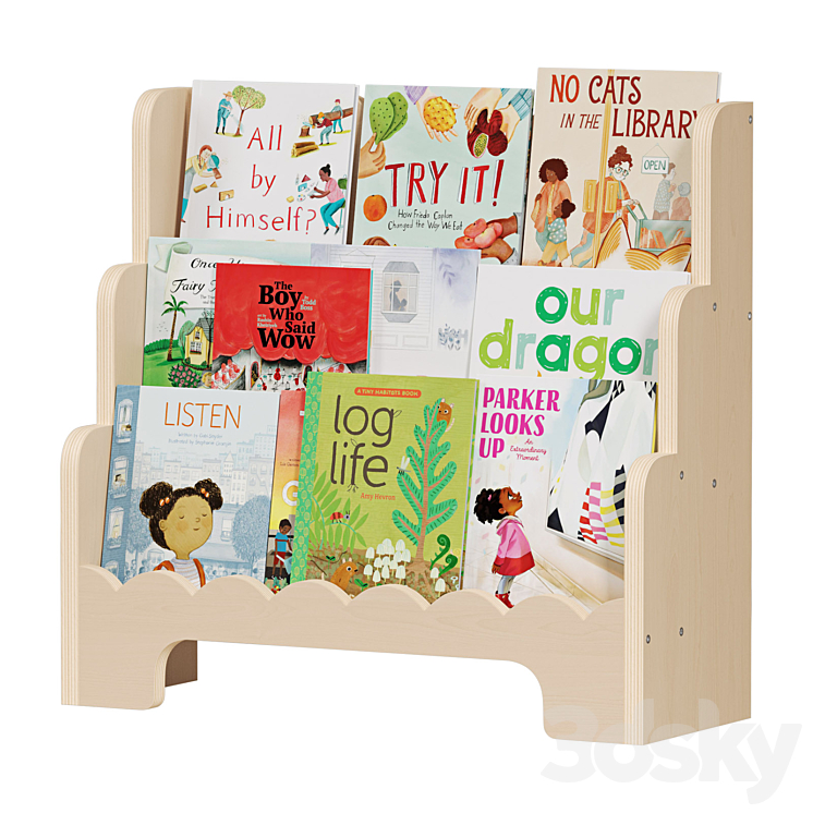 Fable Twig Wooden Kids Bookshelf - Books - 3D model