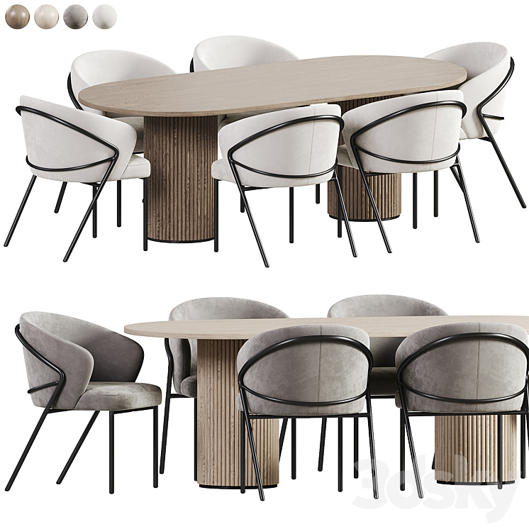 Corfu Chair Campbell Table Dining Set - Table + Chair - 3D model