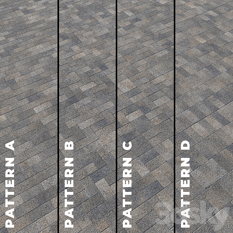 Set of four coarse chip paving textures 5477 - Stone - 3D model