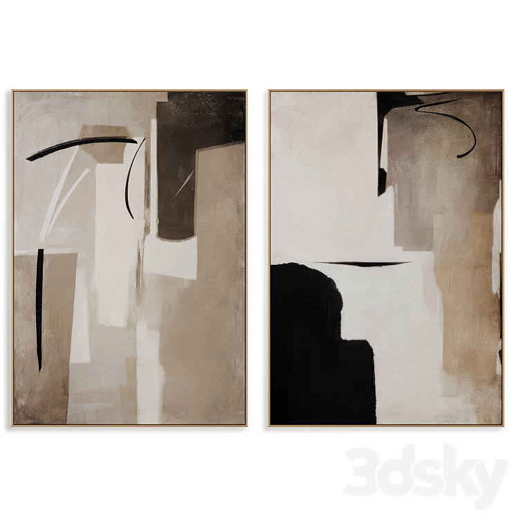 Frame Collection Abstract Abstract Painting Frame set 0354 - Frame - 3D model