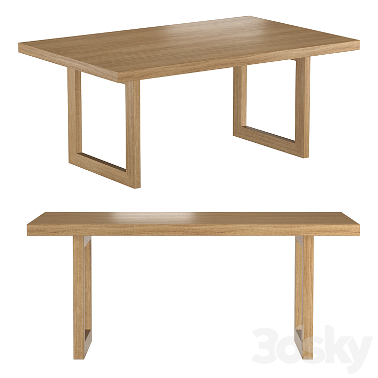 Oak Global Rectangular Dining Table - Table - 3D model