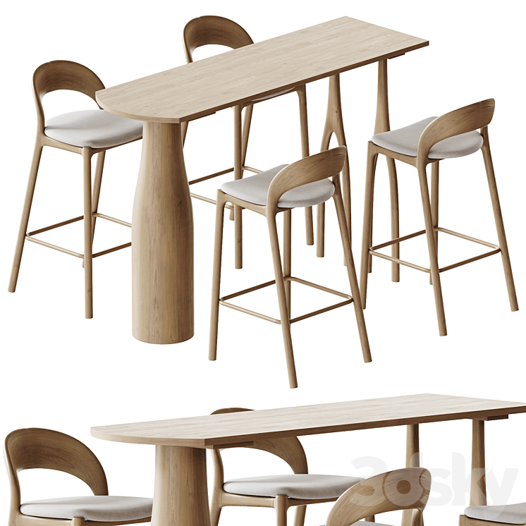 Rectangular Pub Table Set Pine Wood Counter Table with High Tools ...