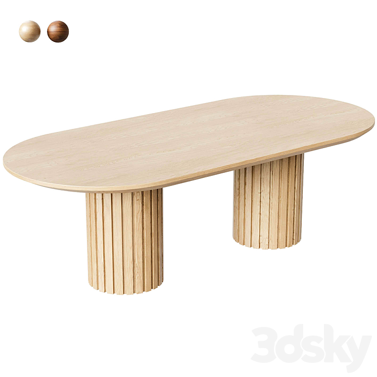 Oval Dining Table in Oak - Table - 3D model