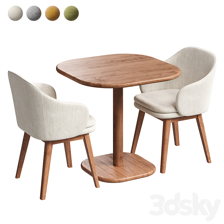 Mosco Wayne table chairs West Elm - Table + Chair - 3D model