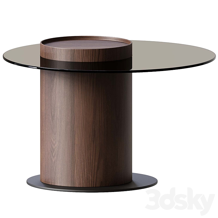 Anita Round Wooden Coffee Table Set - Table - 3D model
