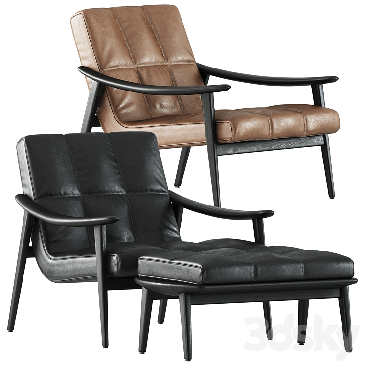 Fynn armchair and footstool by Minotti - Arm chair - 3D model
