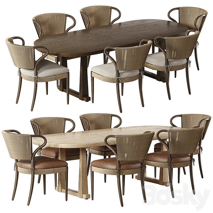 Amira Armless Dining Chair & Ayla Dining Table - Table + Chair - 3D model
