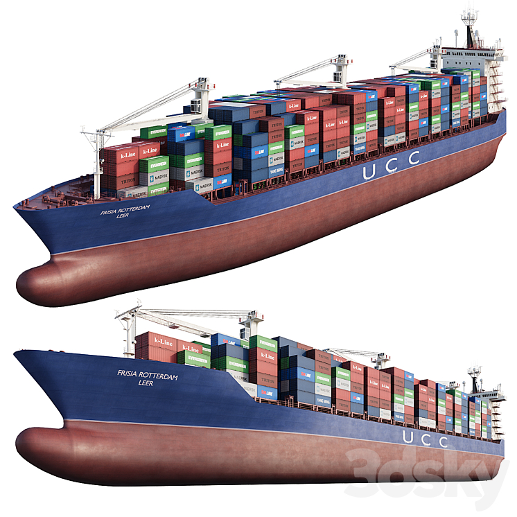 Container Kargo Model Cargo ship Container ship - Water Transport - 3D model