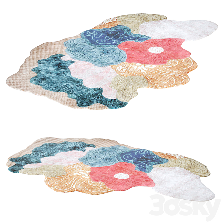 Antler Hand Tufted Rug - Carpets - 3D model