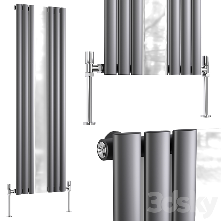 Anthracite Vertical Radiator With Mirror - Towel rail - 3D model