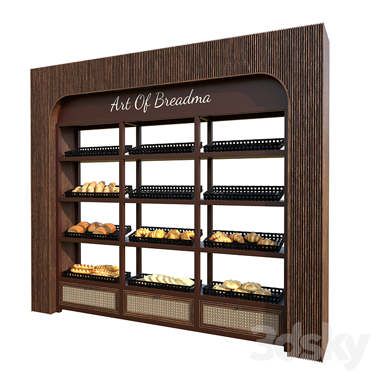 Artisan bread display rack - Shop - 3D model