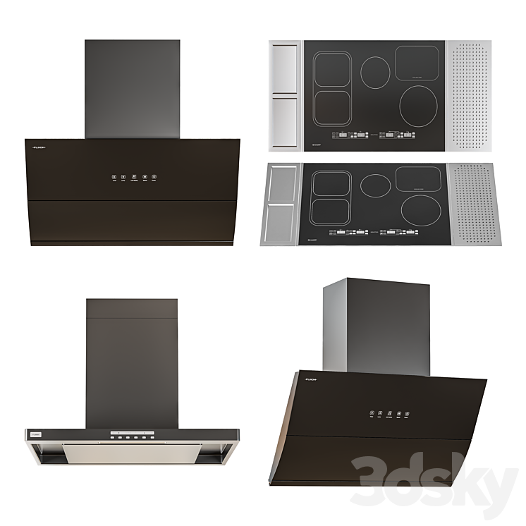 Set Rendering Kitchen Fujioh appliance set3 - Kitchen appliance - 3D model