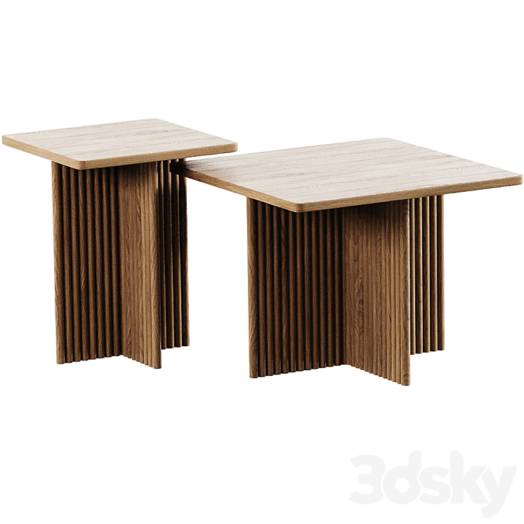 Square Fluted Nesting Coffee Tables - Table - 3D model