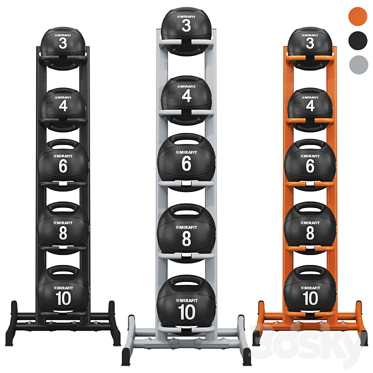 Mirafit 5 Medicine Ball Set with Rack - Sports - 3D model
