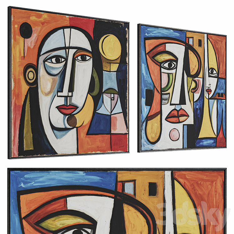 Paintings Portraits in the style of Cubism | 4K | PBR - Frame - 3D model