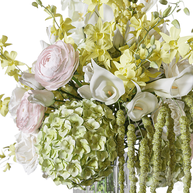 Flower Set 125 yellow orchids - Bouquet - 3D model