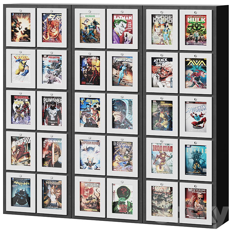 Modular comic book cabinet - Rack - 3D model