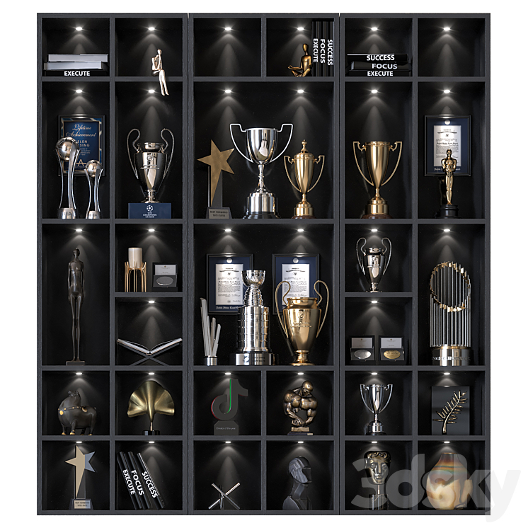 Empty Awards Rack Award cabinet 6 - Rack - 3D model