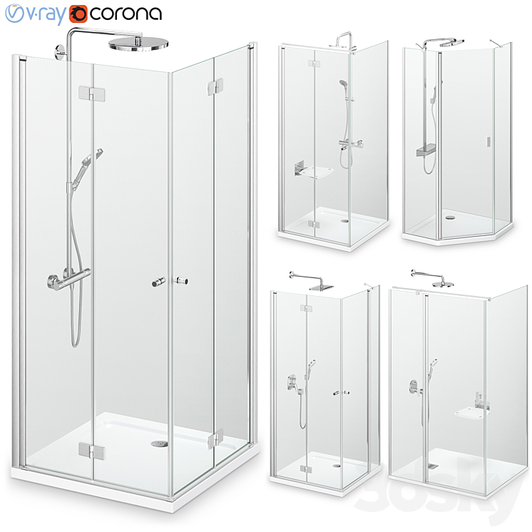 Radaway Nes Brushed Nickel 3 Shower Enclosures - Shower - 3D model