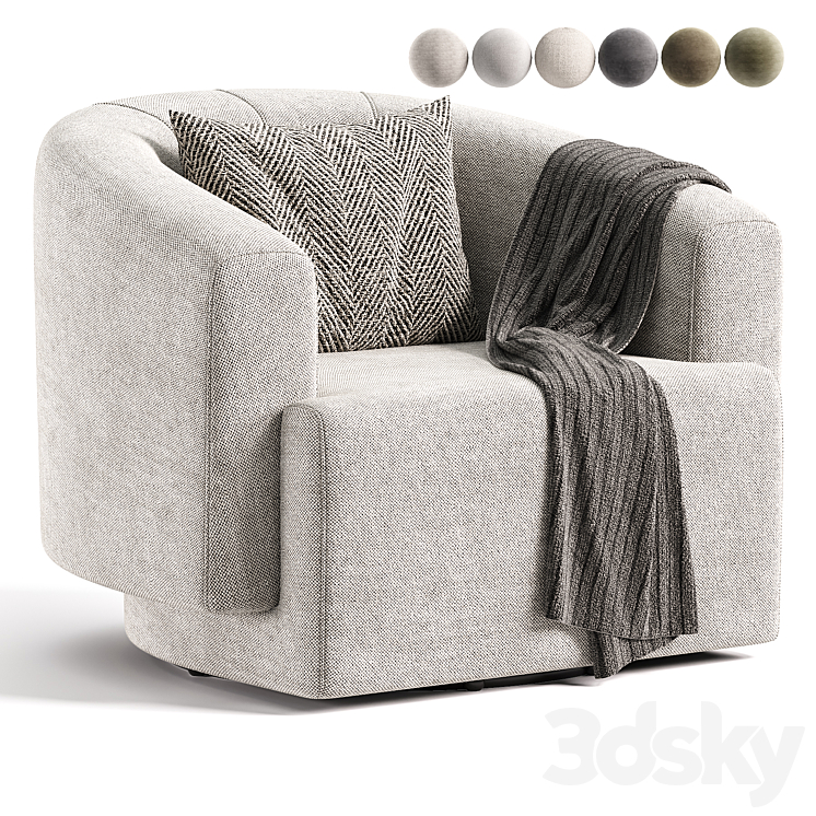 Hamlin Nubuck Leather Swivel Chair By ARHAUS - Arm chair - 3D model