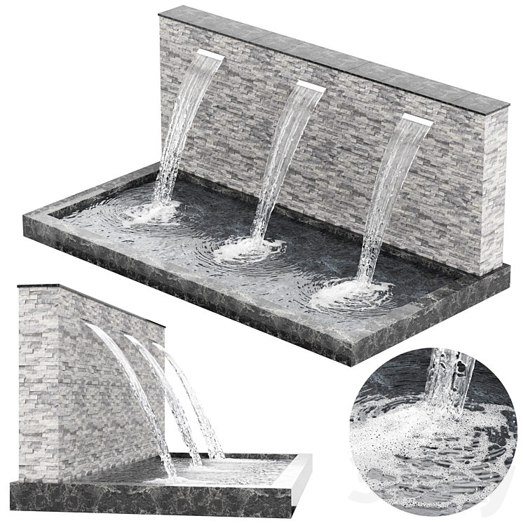 Wall Waterfall Rvt Built-in Wall Waterfalls v2 - Other - 3D model