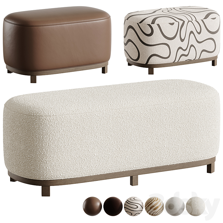 Jake Upholstered Wood Base Bench - Other soft seating - 3D model