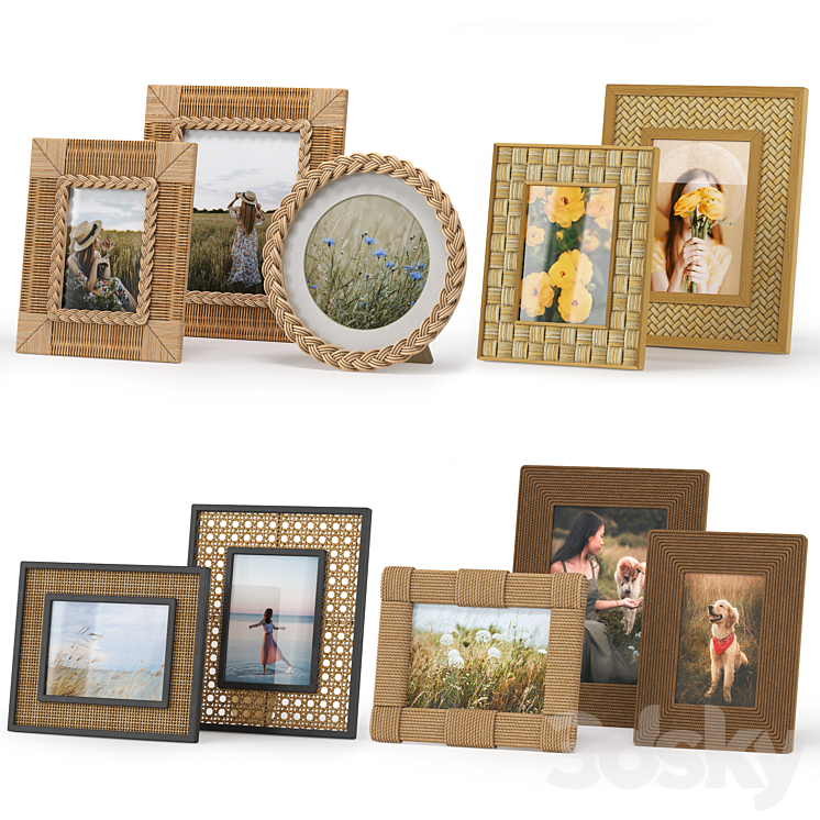 Picture set | Rattan photo frame | Rope photo frame - Frame - 3D model