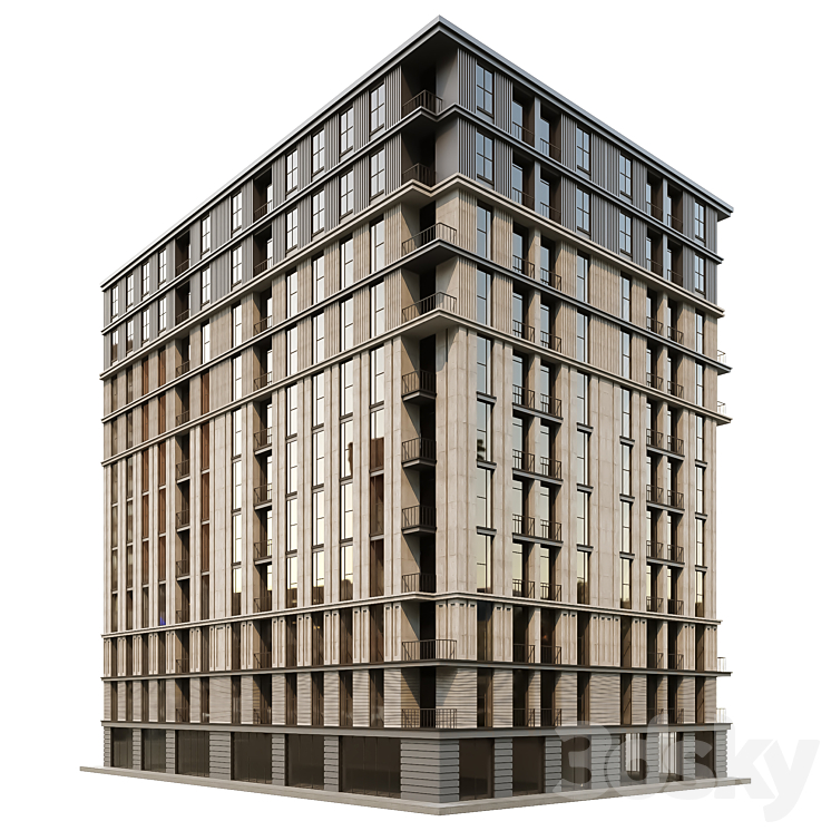 Building Facade Modular Contemporary Urban Corner Apartment Building – Modular Facade ...