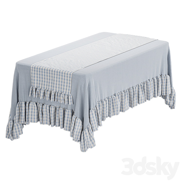 Table Ruffles Vector Tablecloth with ruffles 20 - Table - 3D model