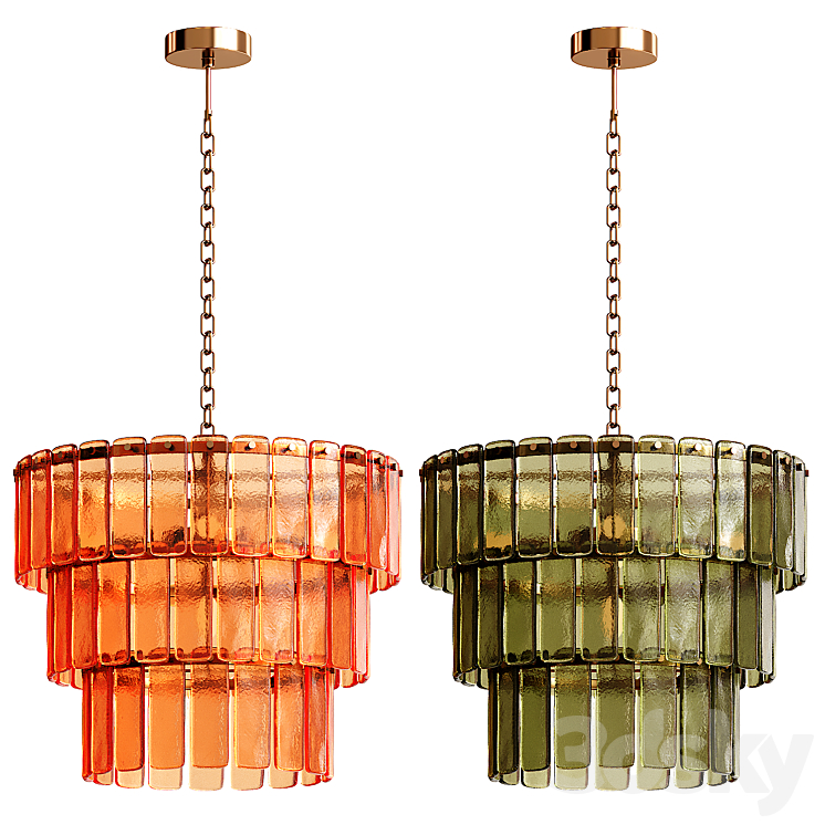 Houseof Amber Glass 3 Tiered CHandelier - Pendant light - 3D model