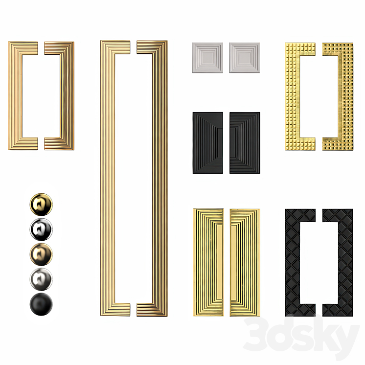 Brass Geometry Furniture Handles - Other - 3D model