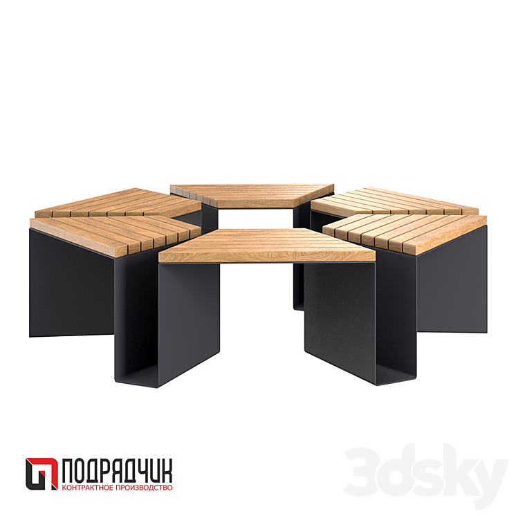Circular Modular Models OM Modular Bench Round - Urban environment - 3D model