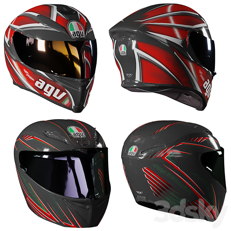 Helmet Agv Set 001 - Сlothes and Footwear - 3D model