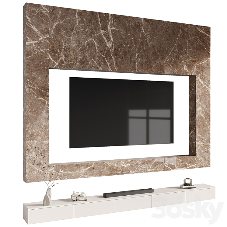 TV Wall set Shelf Wall Panel Decor - TV Wall - 3D model