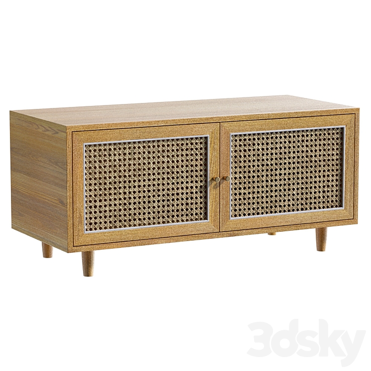 Modern Rattan Wood Shoe Bench - Sideboard & Chest of drawer - 3D model